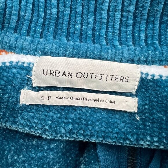 Urban Outfitters S Chenille 1/4 Zip Sweater Blue Colorblock Retro 90s Cozy - Picture 2 of 8